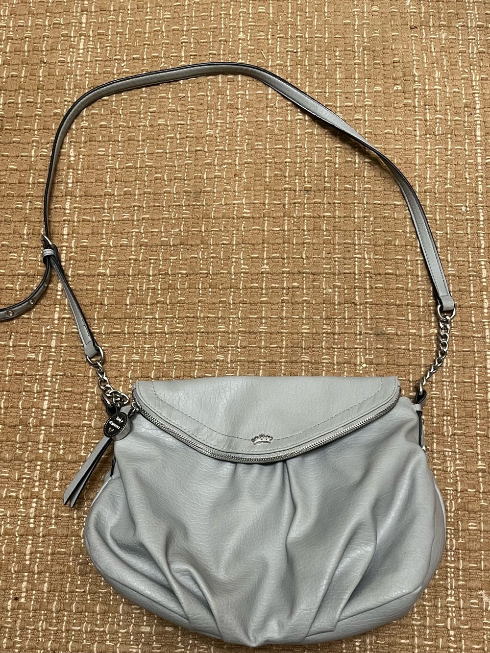 Juicy Couture Light Gray Leather Gathered Shoulder Bag
